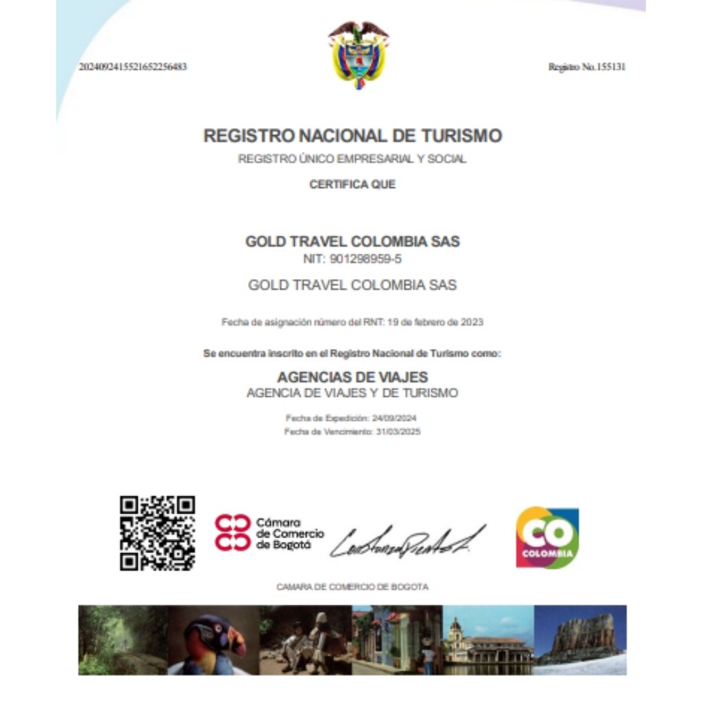 Registro nacional de turismo Gold Travel Colombia